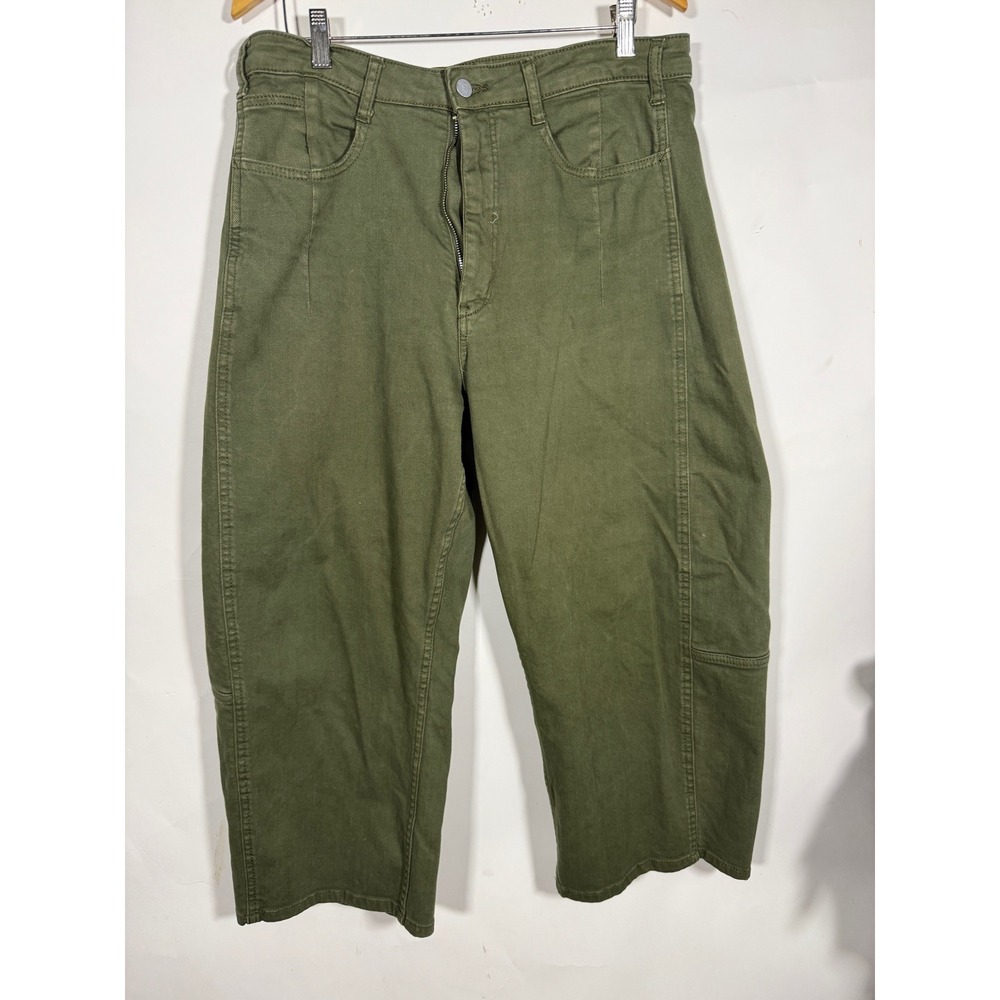 Pilcro and the Letterpress Olive Green Wide Leg Crop Carpenter Pants 30